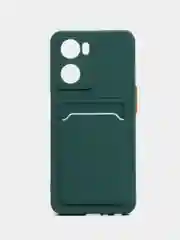 Зеленый силиконовый чехол для OPPO A57S / A77 4G / A77S / OnePlus Nord N20 SE, с карманом для карт