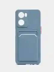 Синий меланж силиконовый чехол для OPPO A57S / A77 4G / A77S / OnePlus Nord N20 SE, с карманом для карт