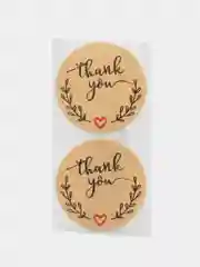 Кремовый набор наклеек с надписью "Thank you", "Спасибо"