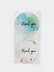 Зеленый набор наклеек с надписью "Thank you", "Спасибо"
