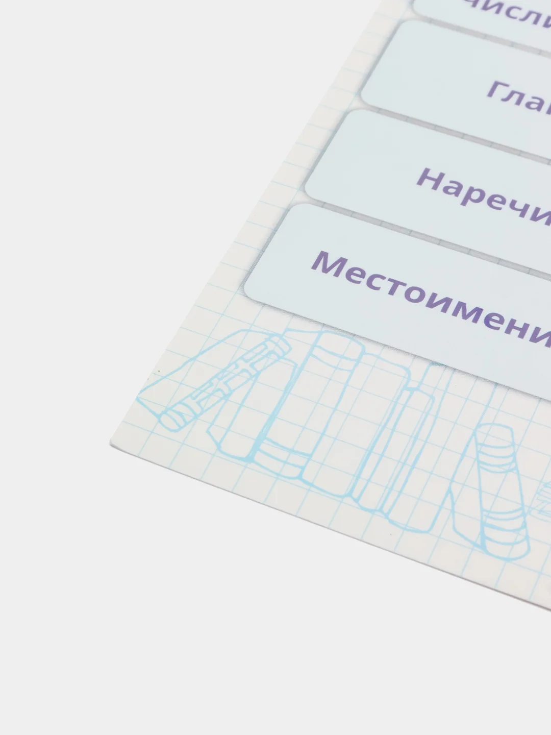 Желтый обучающая карточка А5 по Русскому языку: падежи, части речи, члены предложения, склонения
