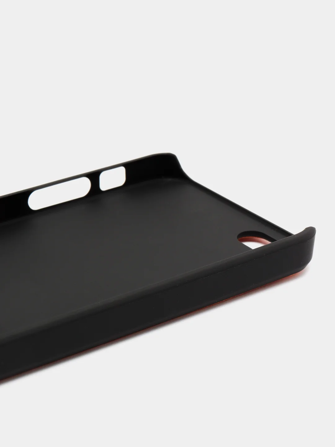 Оранжевый пластиковый чехол для iPhone 5/5s/SE с кожаной вставкой