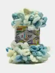 Бирюзовый пряжа Alize Puffy Color, петельки большие, 100 г, 9 м