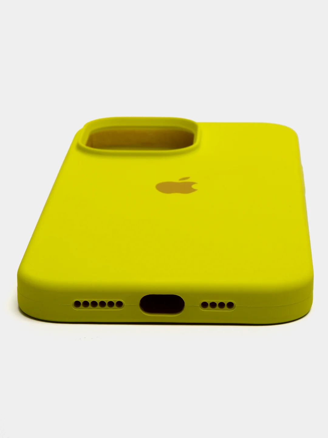 Желтый чехол Silicone Case iPhone 11, 12, 13, 14, Pro, Pro Max, с закрытым низом, кейс