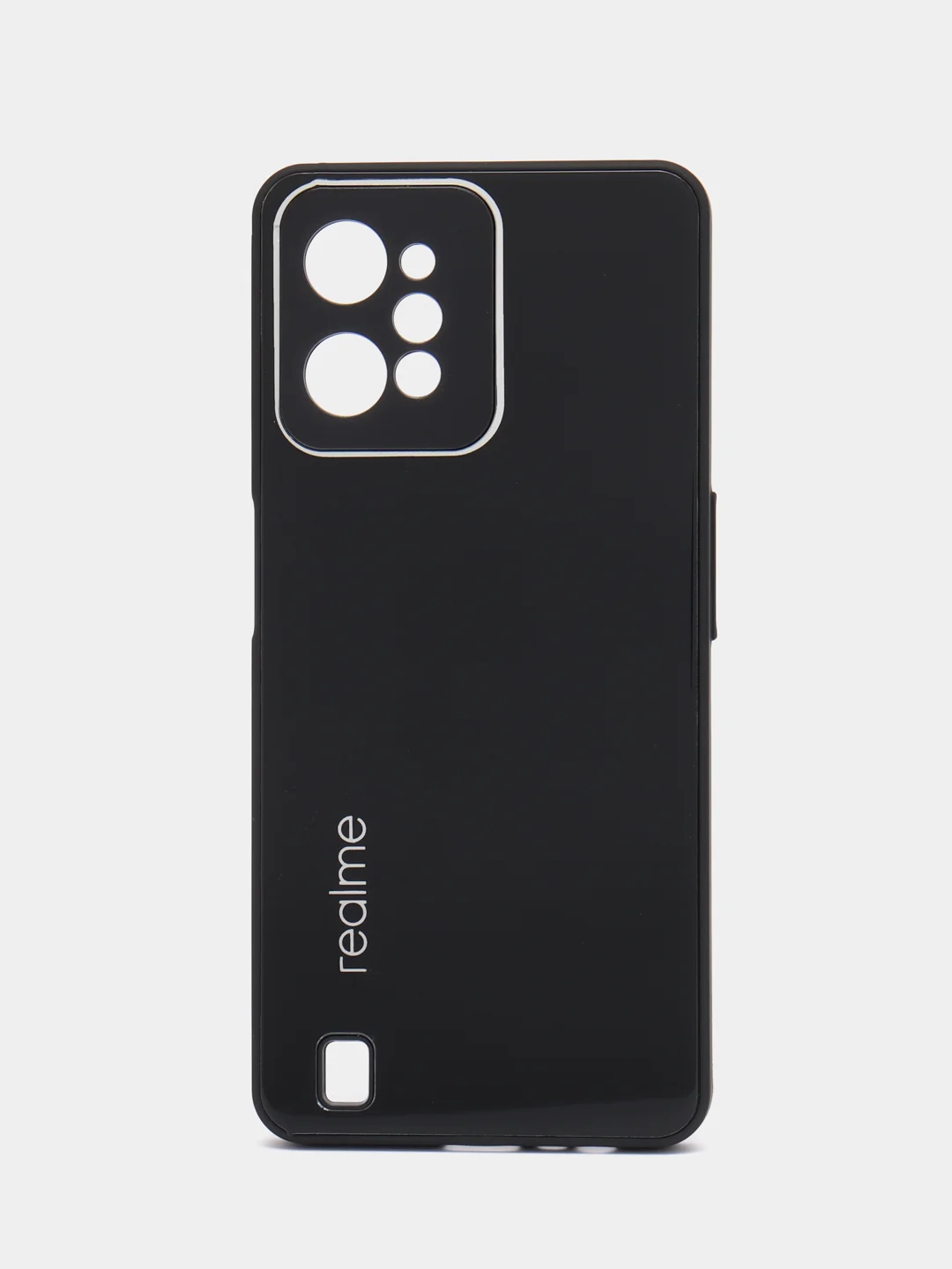 Черный чехол для Realme C31 (Реалми С31), пластиковый, глянцевый, под стекло