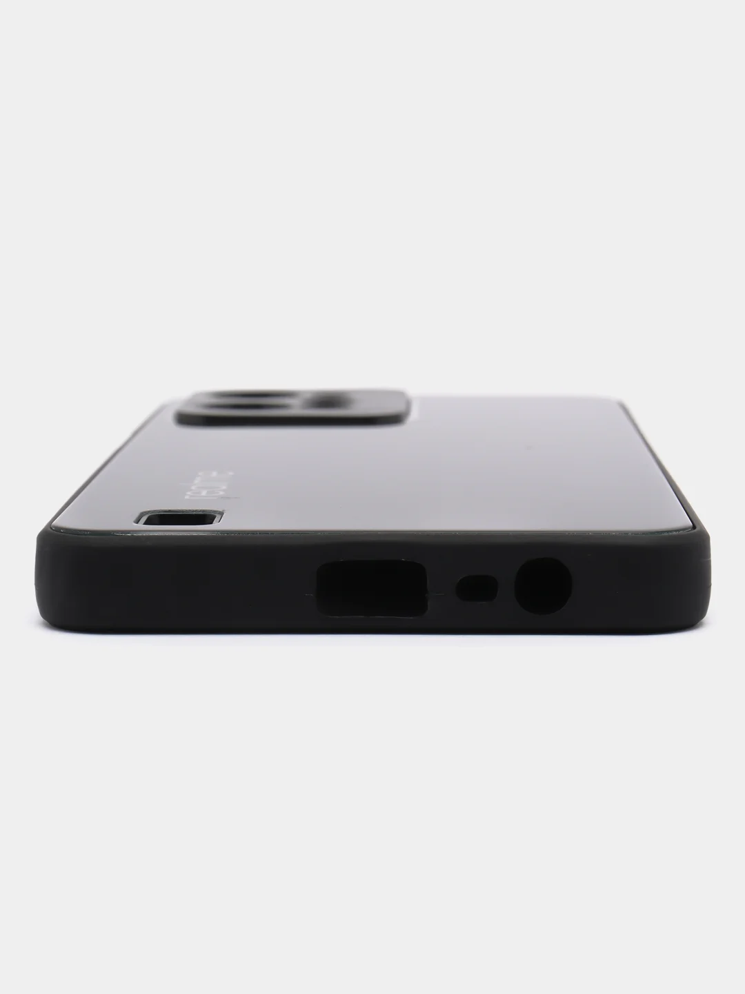 Черный чехол для Realme C31 (Реалми С31), пластиковый, глянцевый, под стекло