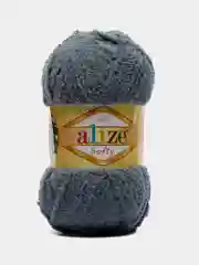 Серый меланж пряжа плюшевая Alize Softy, микрополиэстер, 50 г, 115 м