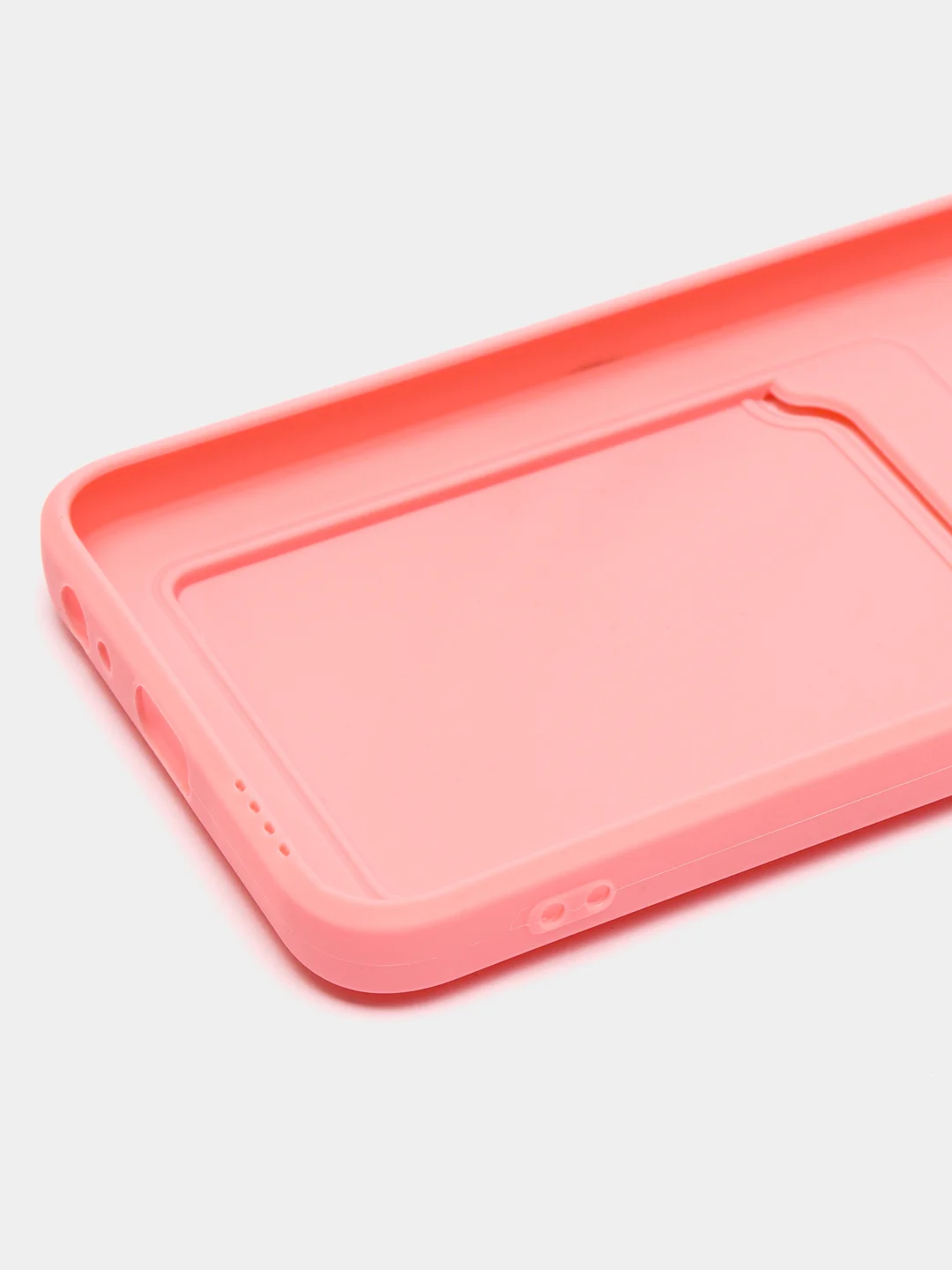 Розовый силиконовый чехол для Tecno POP 6 Pro (Техно Поп 6 Про), с карманом для карт, прозрачный