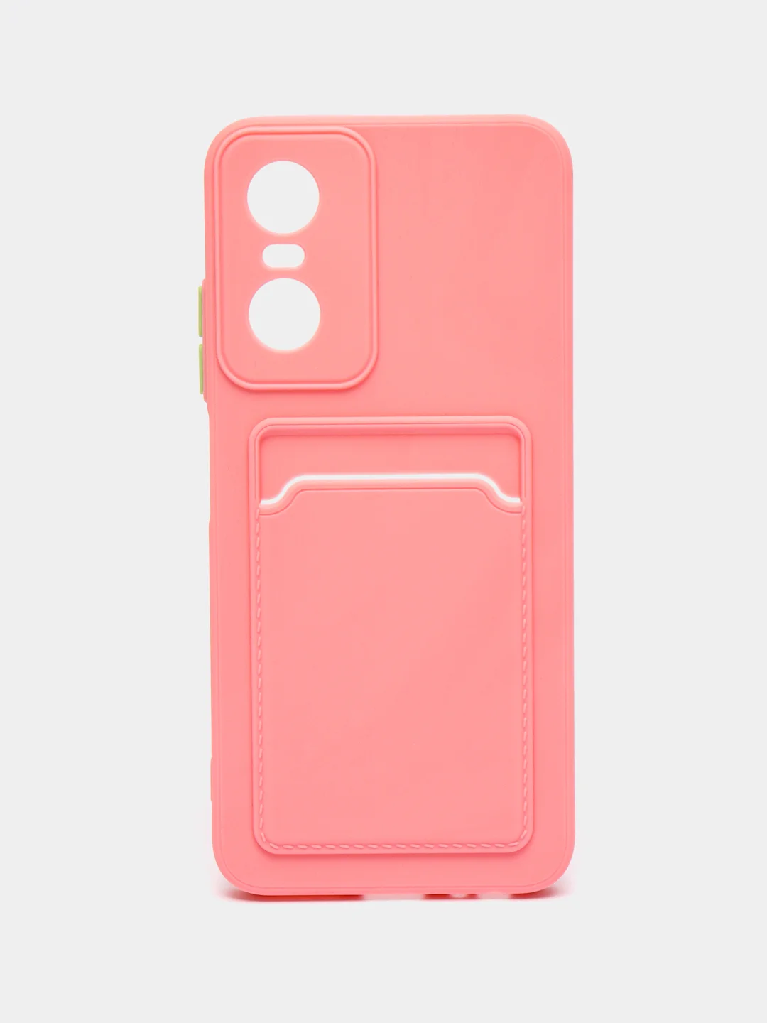 Розовый силиконовый чехол для Tecno POP 6 Pro (Техно Поп 6 Про), с карманом для карт, прозрачный