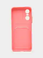 Розовый силиконовый чехол для Tecno POP 6 Pro (Техно Поп 6 Про), с карманом для карт, прозрачный