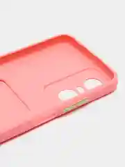 Розовый силиконовый чехол для Tecno POP 6 Pro (Техно Поп 6 Про), с карманом для карт, прозрачный