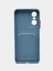Синий меланж силиконовый чехол для Tecno POP 6 Pro (Техно Поп 6 Про), с карманом для карт, прозрачный