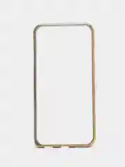 Серебряный бампер алюминиевый для iPhone 6, 6S, с золотым узором