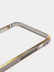 Серебряный бампер алюминиевый для iPhone 6, 6S, с золотым узором