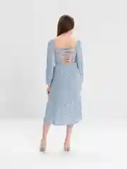 Голубой платье женское с открытой спиной на шнуровке SHARMIN