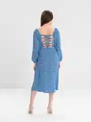 Синий платье женское с открытой спиной на шнуровке SHARMIN
