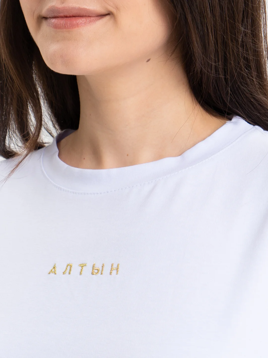 Футболка с татарским принтом "Алтын" унисекс, белая, оверсайз