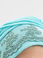 Бирюзовый готовый платок на никах / платок / женский головной убор / тюрбан женский