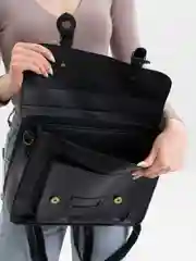 Черный портфель женский кожаный, рюкзак из эко кожи школьный в корейском стиле