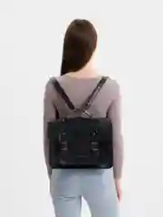 Черный портфель женский кожаный, рюкзак из эко кожи школьный в корейском стиле