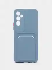 Синий меланж силиконовый чехол для Tecno POVA Neo 2 (Техно Пова Нео 2), прозрачный с карманом для карт