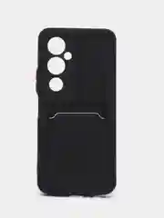 Черный силиконовый чехол для Tecno Pova 4 Pro (Техно Пова 4 Про), с карманом для карт, прозрачный