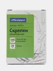 Скрепки 28 мм, OfficeSpace, 100 шт., карт. упаковка