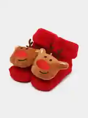 Коричневый детские махровые носочки с объёмными игрушками, нескользящие