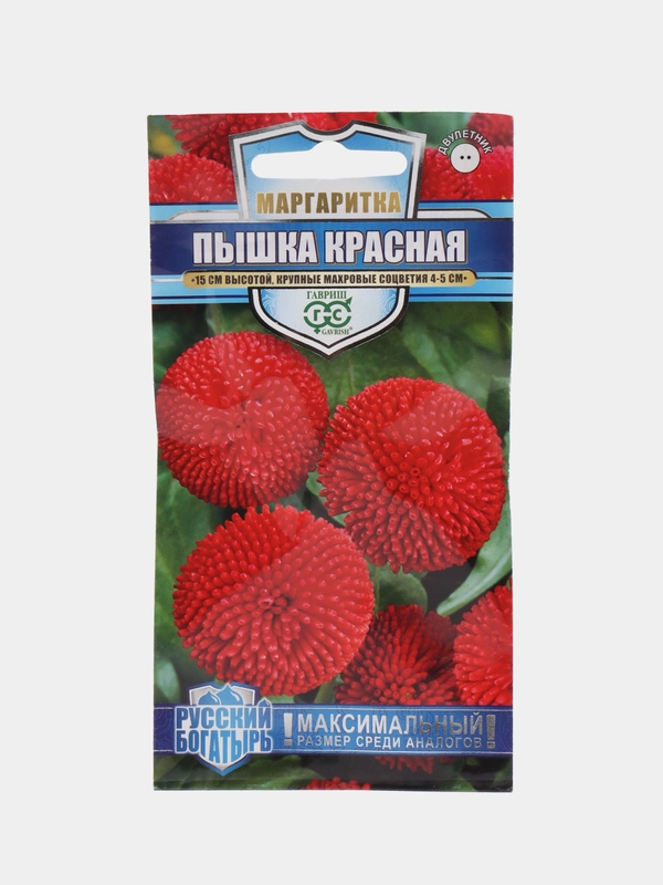 Маргаритка "Пышка красная", семена, цветы