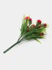 Красный искусственные цветы осока, трава, зелень с розочками, камелиями