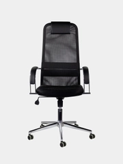 Кресло офисное BRABIX Pilot EX-610 CH premium, хром, ткань-сетка, черное, 532417