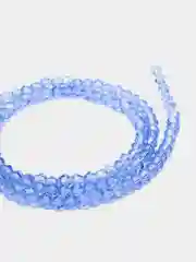 Голубой стеклянные бусины "Биконусы", на нити, 3 мм