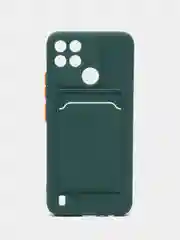Зеленый чехол Realme C21Y Realme C25Y Реалми С21у С25у с карманом для карт, прозрачный