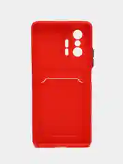 Красный чехол для Xiaomi 11T / 11T Pro / Сяоми 11Т / 11Т Про, с карманом для карт