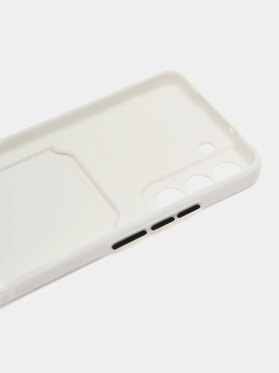 Белый чехол для Samsung Galaxy S22 (Самсунг Галакси С22), с карманом для карт