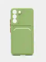 Зеленый чехол для Samsung Galaxy S22 (Самсунг Галакси С22), с карманом для карт