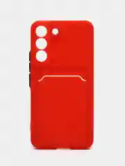 Красный чехол для Samsung Galaxy S22 (Самсунг Галакси С22), с карманом для карт