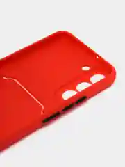Красный чехол для Samsung Galaxy S22 (Самсунг Галакси С22), с карманом для карт