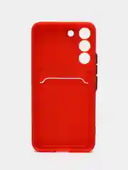 Красный чехол для Samsung Galaxy S22 (Самсунг Галакси С22), с карманом для карт