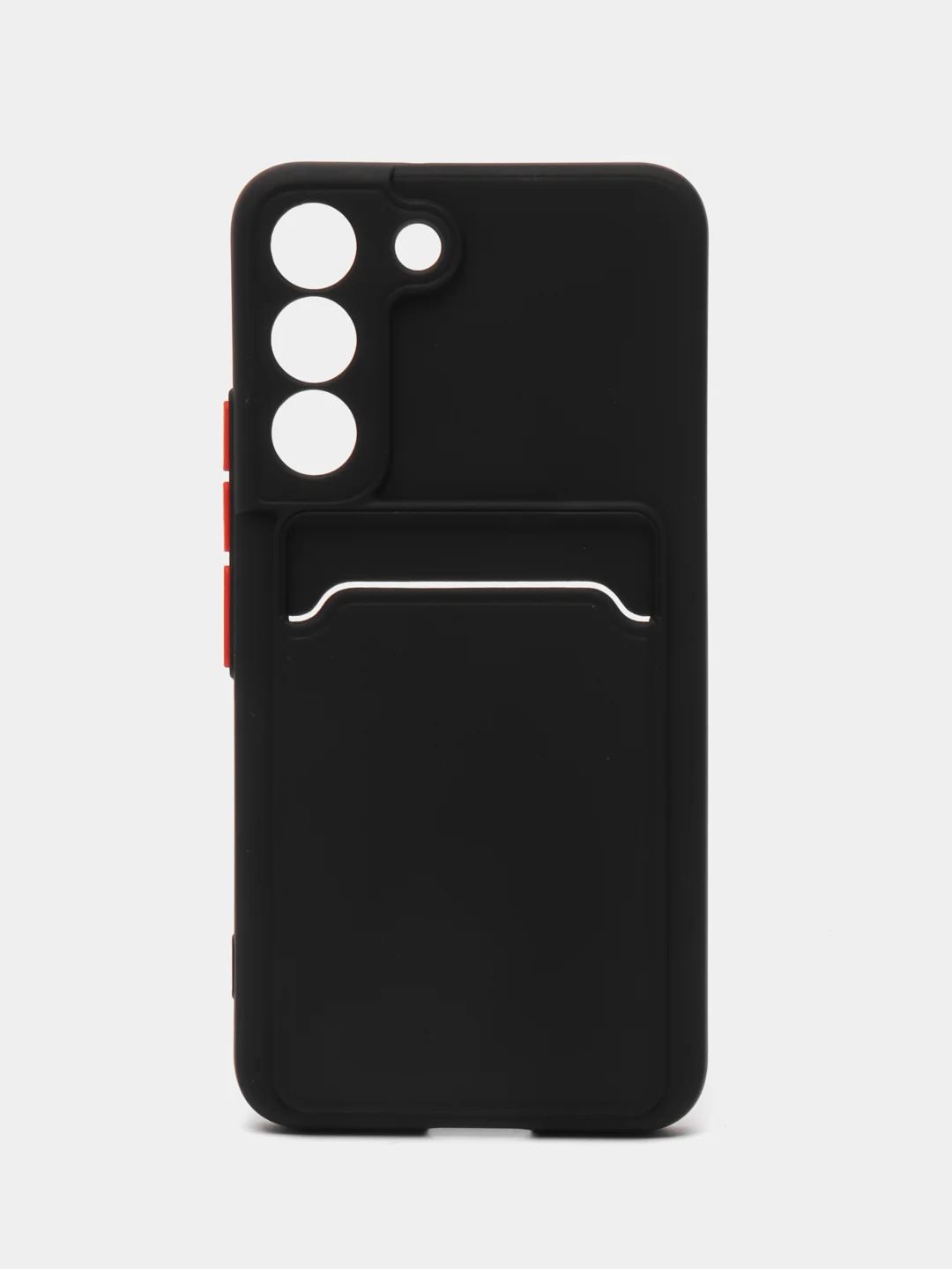 Черный чехол для Samsung Galaxy S22 (Самсунг Галакси С22), с карманом для карт