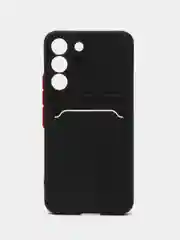 Черный чехол для Samsung Galaxy S22 (Самсунг Галакси С22), с карманом для карт