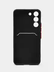 Черный чехол для Samsung Galaxy S22 (Самсунг Галакси С22), с карманом для карт