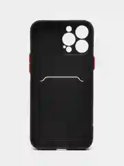 Черный силиконовый чехол для iPhone 13 Pro Max, с карманом для карт, прозрачный