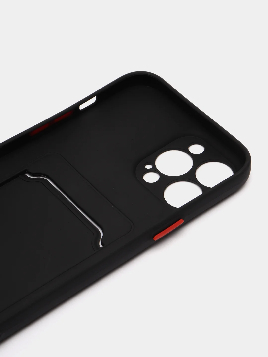 Черный силиконовый чехол для iPhone 13 Pro Max, с карманом для карт, прозрачный