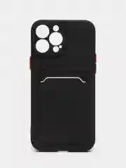 Черный силиконовый чехол для iPhone 13 Pro Max, с карманом для карт, прозрачный