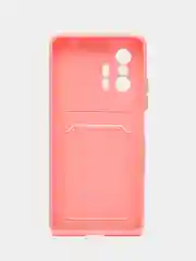 Розовый чехол для Xiaomi 11T / 11T Pro / Сяоми 11Т / 11Т Про, с карманом для карт