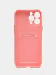 Пудровый силиконовый чехол для iPhone 13 Pro Max, с карманом для карт, прозрачный