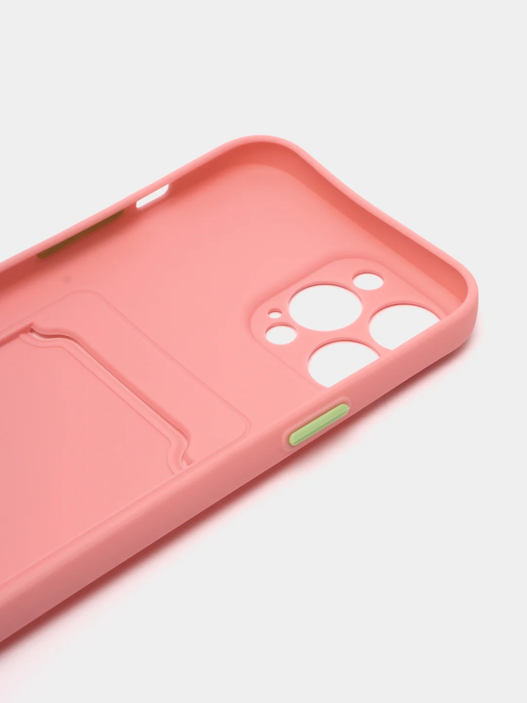 Пудровый силиконовый чехол для iPhone 13 Pro Max, с карманом для карт, прозрачный
