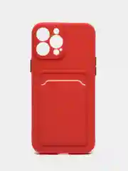 Коралловый силиконовый чехол для iPhone 13 Pro Max, с карманом для карт, прозрачный