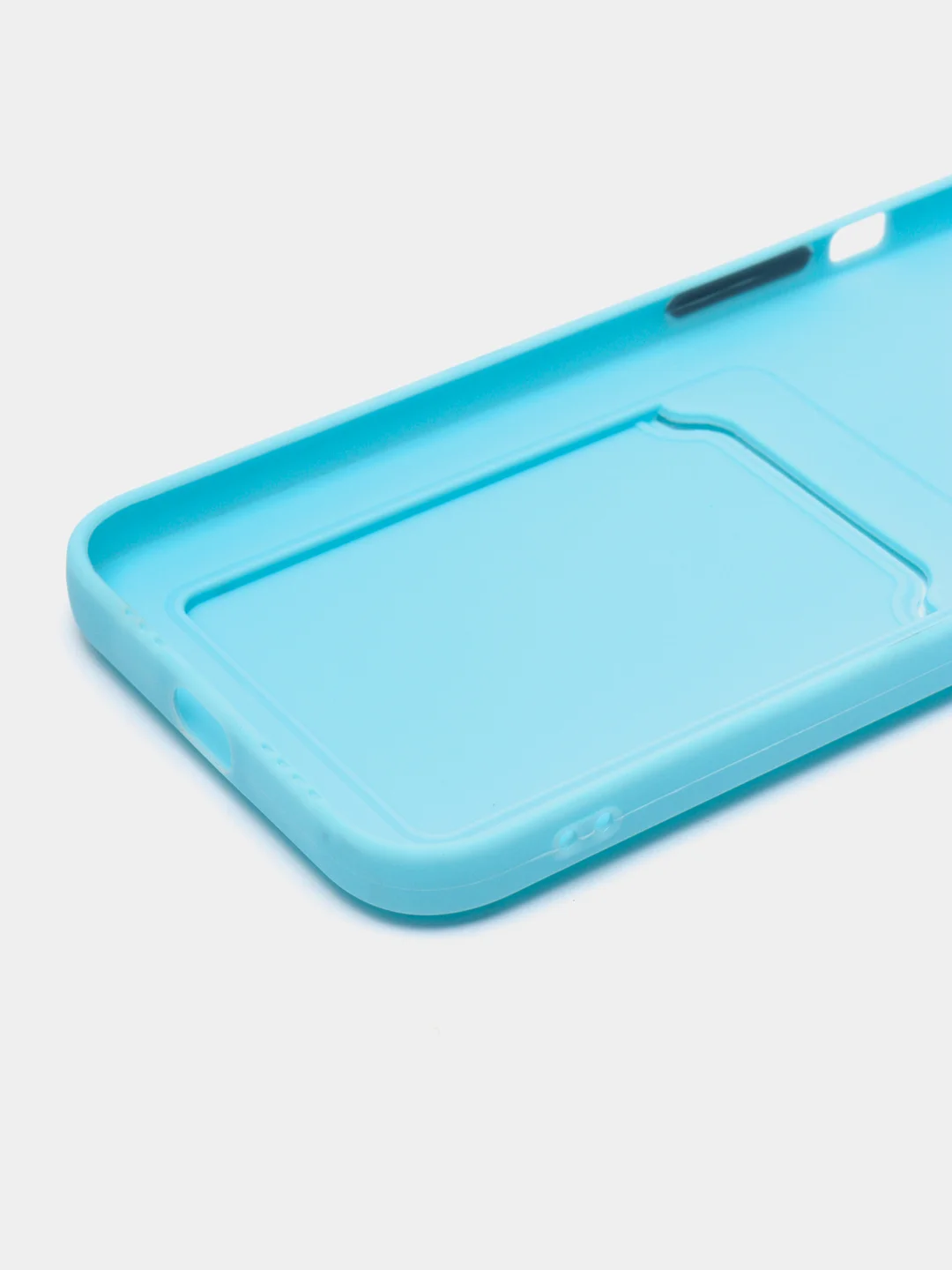 Голубой силиконовый чехол для iPhone 13 Pro Max, с карманом для карт, прозрачный